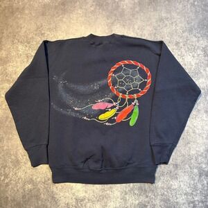 Vintage Catch Your Dream Sweatshirt Navy Blue Medium Dream Catcher 90s